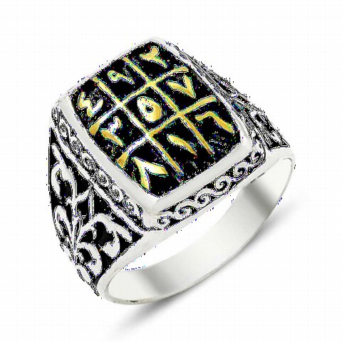 Ebced Calculus Silver Men's Ring on Black Background 100348706