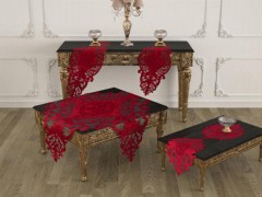 Living room Table Set - طقم غرفة جلوس روز آرت فيلفيت 5 قطع أحمر 100259088 - Turkey