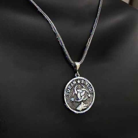 Necklace - Turan Union Written Silver Necklace 100348271 - Turkey