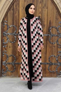 Outwear - Dusty Rose Hijab Knitwear Double Suit 100345004 - Turkey