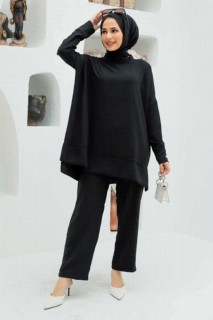 Cloth set - Schwarzes Hijab-Doppelanzugkleid 100339916 - Turkey