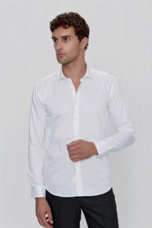 Men's White Cotton Slim Fit Slim Fit Shirt 100351028