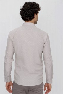 Men's Beige Patterned Slim Fit Slim Fit Shirt 100351031