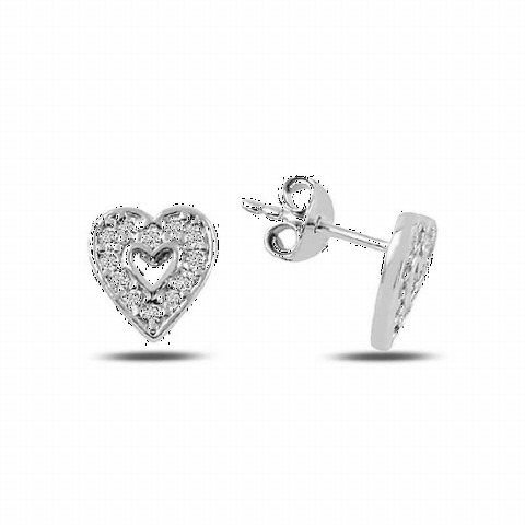 Jewelry & Watches - Stone Heart Model Women's Silver Earrings 100347106 - Turkey
