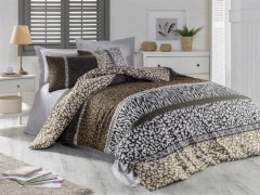 Home Product - Leopard 100% Cotton Double Duvet Cover Set Brown 100259709 - Turkey