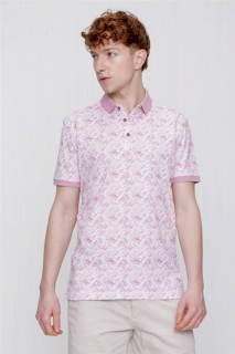 Top Wear - Men's Powder Polo Collar Printed Dynamic Fit Comfortable T-Shirt 100350725 - Turkey