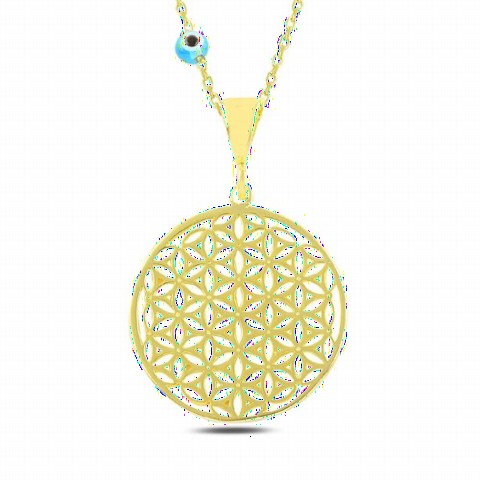 Jewelry & Watches - Flower of Life Evil Eye Beads Gold Color Sterling Silver Necklace 100347061 - Turkey