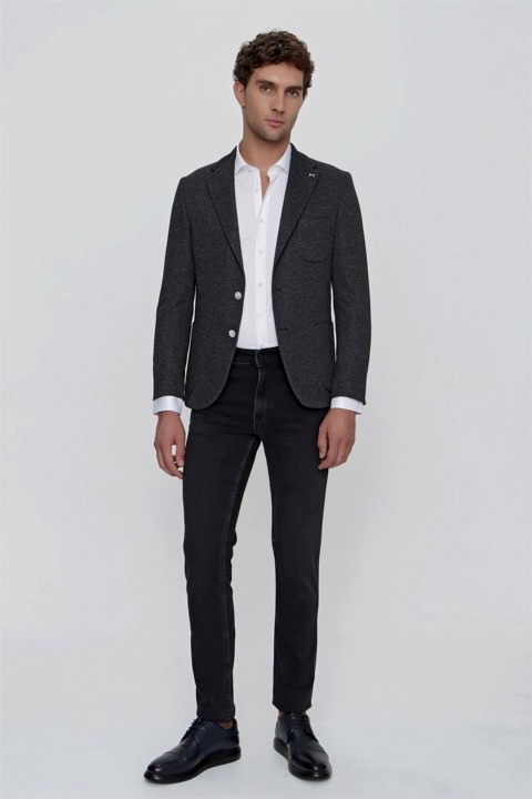 Men's Black Roza Knitted Slim Fit Slim Fit Bag Pocket Jacket 100350942
