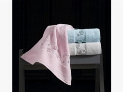 Dowry Towel - Dora Silvery Curl 3D Embroidered Cotton 3 Piece Towel Set 100259764 - Turkey