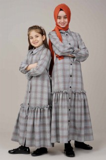 Daily Dress - Young Girl Checked Ruffled Dress 100325644 - Turkey