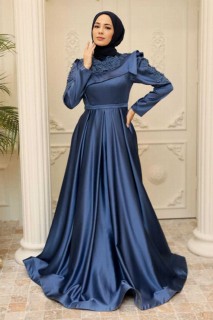 Evening & Party Dresses - فستان سهرة حجاب أزرق نيلي 100341592 - Turkey
