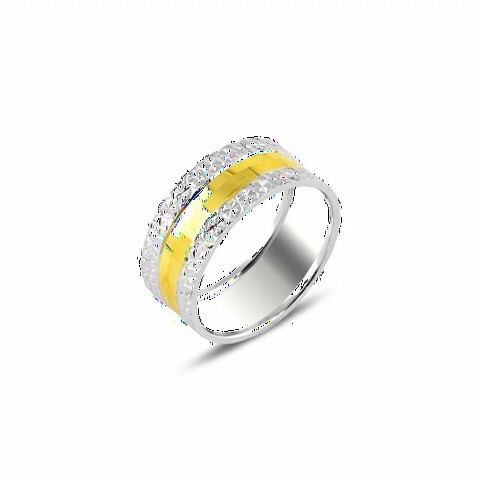 Floral Patterned Silver Wedding Ring 100346990