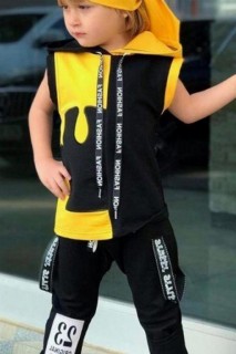 Boy's New Puzzle Zero Sleeve T-Shirt and Bandana Yellow Tracksuit Suit 100344717