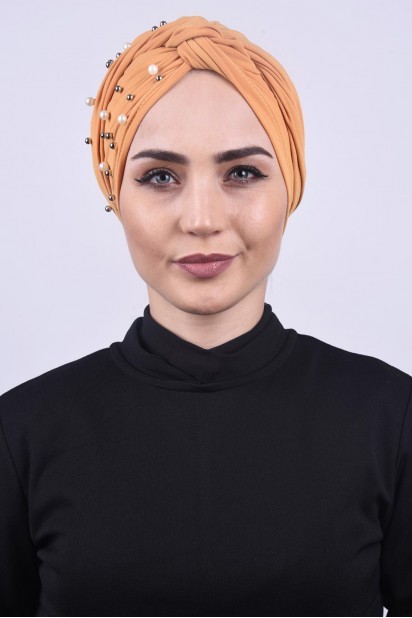 Woman Bonnet & Turban - مروارید بسته بندی استخوان خردل زرد - Turkey