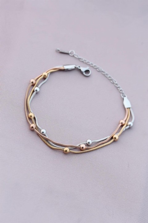 Bracelet - Tarnish Steel Silver Color Ball Chain Women's Bracelet 100326946 - Turkey