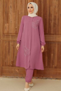 Cloth set - فستان بدلة حجاب وردي مغبر 100340835 - Turkey