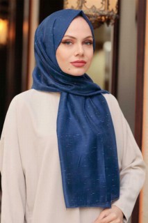 Woman Hijab & Scarf - Navy Blue Hijab Shawl 100339482 - Turkey