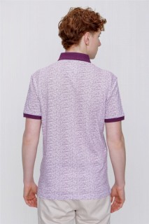 Men's Plum Polo Collar Printed Dynamic Fit Comfortable T-Shirt 100350721