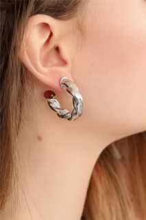 Silver Color Metal Half Small Ring Women's Earrings 100318728