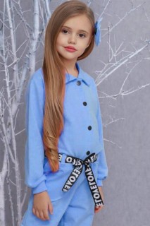 Baby Girl Love Belt Buckled Blue Jumpsuit 100327176