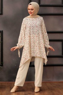 Outwear - Dusty Rose Hijab Robe de costume double 100337756 - Turkey