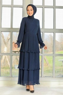 Clothes - Navy Blue Hijab Dress 100335701 - Turkey