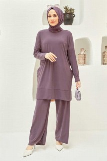 Cloth set - Dusty Rose Hijab Dual Suit Kleid 100340519 - Turkey