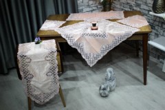 Living room Table Set - Dowry Land Palmiye 7 Piece Silvery Living Room Set Gray 100330721 - Turkey