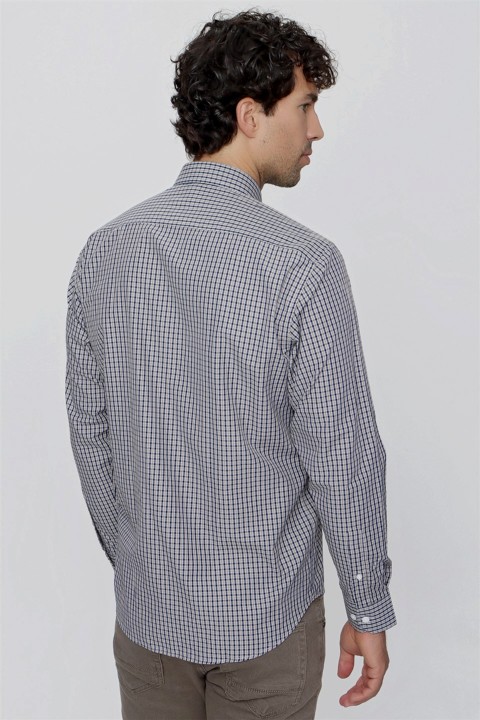 Men's Beige Como Check Pocketed Regular Fit Wide Cut Shirt 100351054