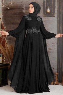 Evening & Party Dresses - Black Hijab Evening Dress 100336865 - Turkey