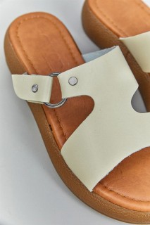 Fedra Cream Leather Slippers 100343439