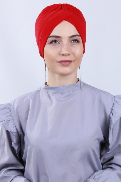 Woman Bonnet & Turban - Bonnet Nevrulu Double Face Rouge - Turkey