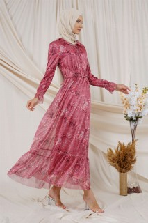 Daily Dress - Women's Line Pattern Long Dress 100326037 - Turkey
