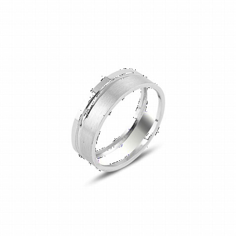 Wedding Ring - Plain Model Single Strip Patterned Silver Wedding Ring 100347041 - Turkey