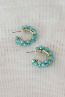 Earrings - Ice Blue Color Crystal Knitted Beads Women's Earrings 100327560 - Turkey