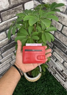Wallet - Diga Red Horizontal Leather Card Holder / Business Card Holder 100345932 - Turkey