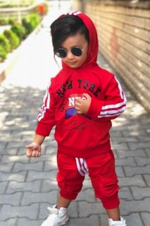 Boy's New York Printed Hoodie Red Tracksuit Suit 100328628