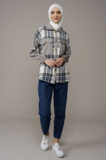 Shirt - Kariertes Holzfällerhemd mit Tasche für Damen 100325685 - Turkey