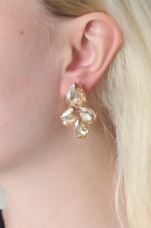 Jewelry & Watches - Gold Color Crystal Stone Women's Earrings 100327968 - Turkey