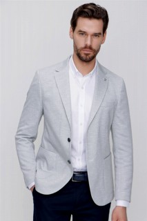 Men's Stone Caspian Patterned Slim Fit Narrow Cut Knitted 6 Drop Jacket 100350707