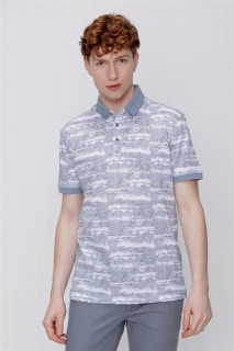 Men's Gray Polo Collar Printed Dynamic Fit Comfortable Cut T-Shirt 100351430