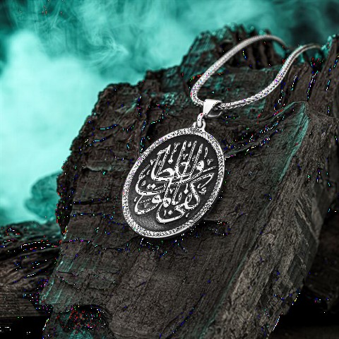 Men - Kefa Bil-Mevt Vaizan Written Silver Necklace 100349504 - Turkey