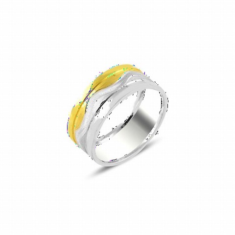 Wedding Ring - Wave Motif Embroidered Silver Wedding Ring 100347025 - Turkey