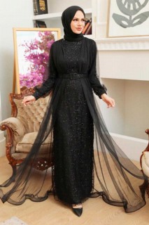 Evening & Party Dresses - Robe de soirée hijab noire 100340483 - Turkey