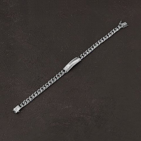 Bracelet - Name Writable Tumbled Silver Chain Bracelet 100349886 - Turkey