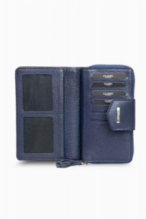 Small Size Navy Blue Leather Women's Wallet 100345799