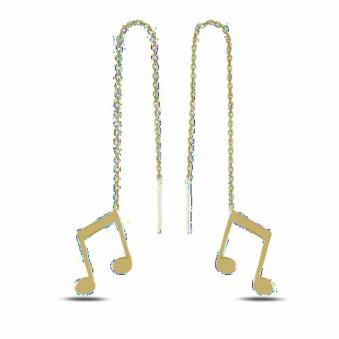 Jewelry & Watches - Musical Note Dangle Silver Earrings Gold 100346715 - Turkey
