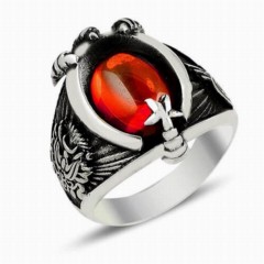 Moon Star Rings - Moon Star Claw Motif Ottoman Tugra and Crest Silver Ring 100348100 - Turkey