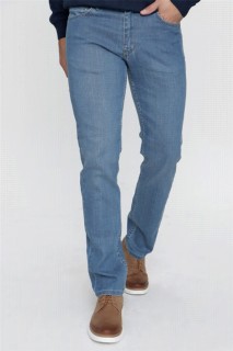 pants - بنطلون رجالي بقصة ديناميكية زرقاء ثلجية بخمسة جيوب 100351337 - Turkey