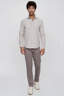 Men's Beige Patterned Slim Fit Slim Fit Shirt 100351031